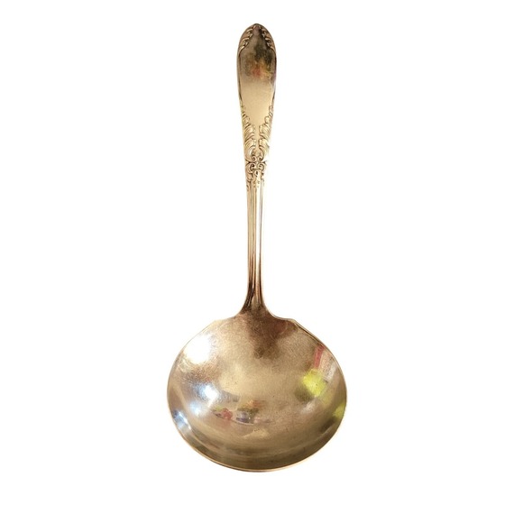 King Edward Silverplate Gravy‎ Ladle 1951 Ornate Floral Design Serving Antique - Picture 1 of 6